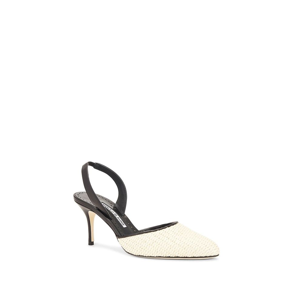 Black Raffia Mid Heel Pumps