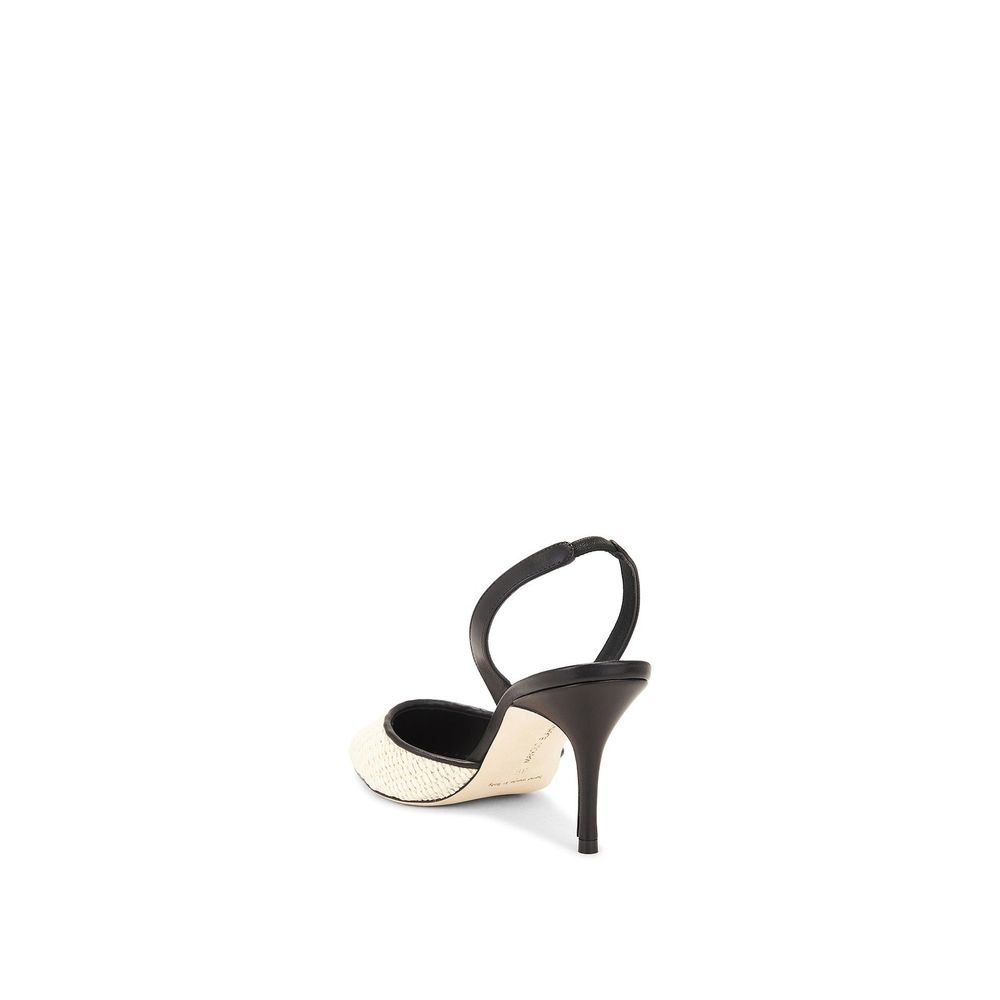 Black Raffia Mid Heel Pumps