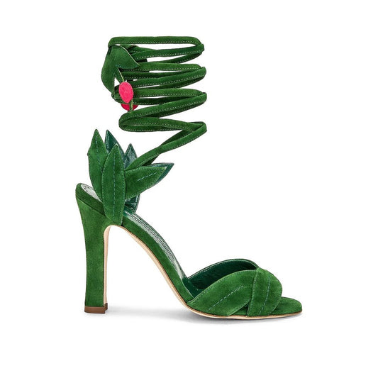 Bicolor Calfskin Stiletto Heel Sandals