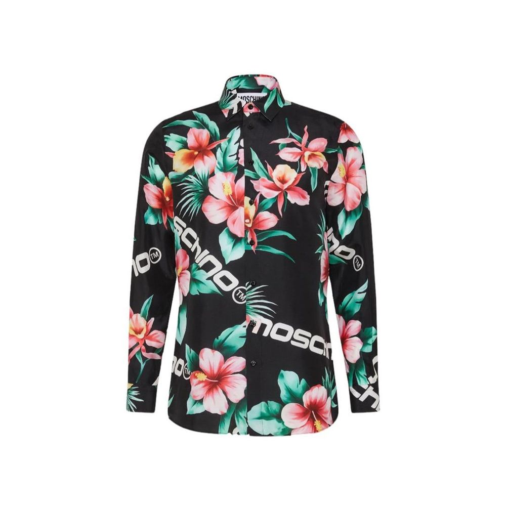 Black Silk Pattern Shirt