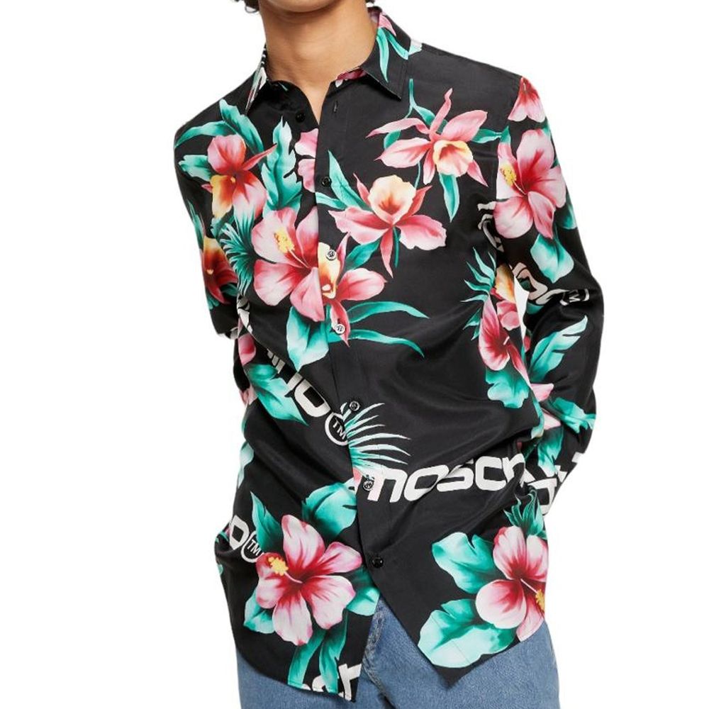 Black Silk Pattern Shirt