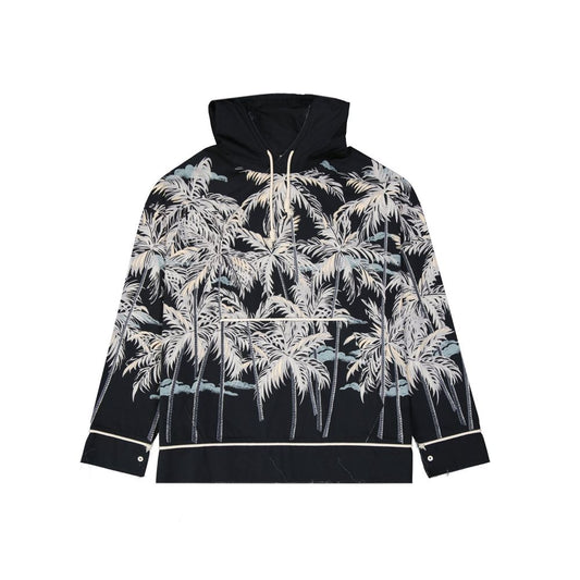 Black Cotton Pattern Shirt
