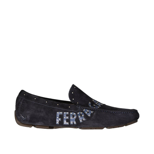 Blue Calfskin Slip-On Loafers