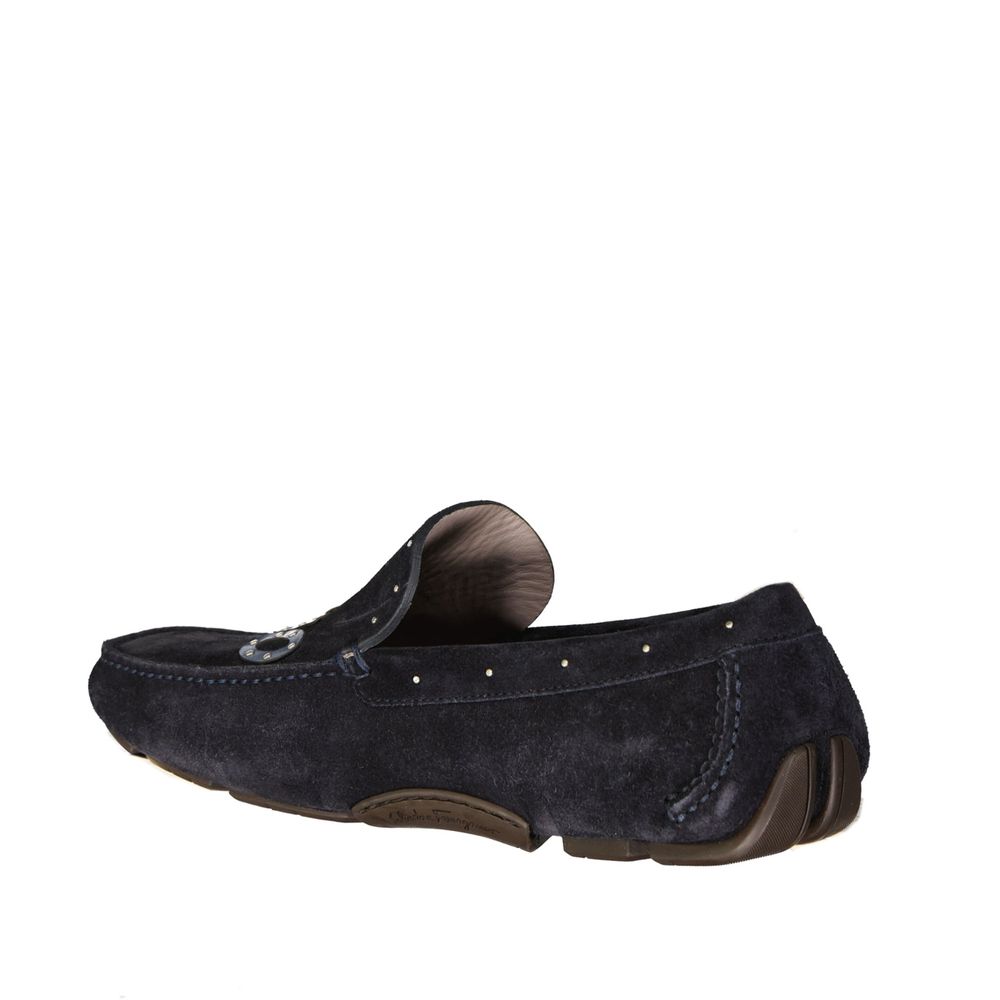 Blue Calfskin Slip-On Loafers
