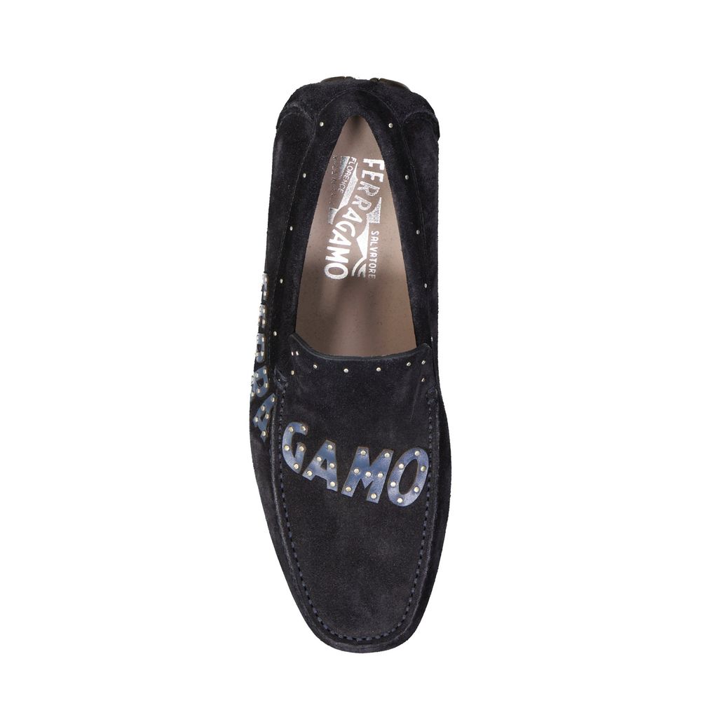 Blue Calfskin Slip-On Loafers