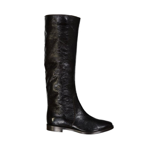 Black Calfskin Over The Knee