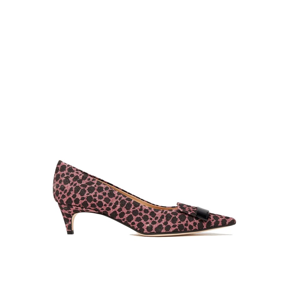 Multicolor Fabric Mid Heel Pumps