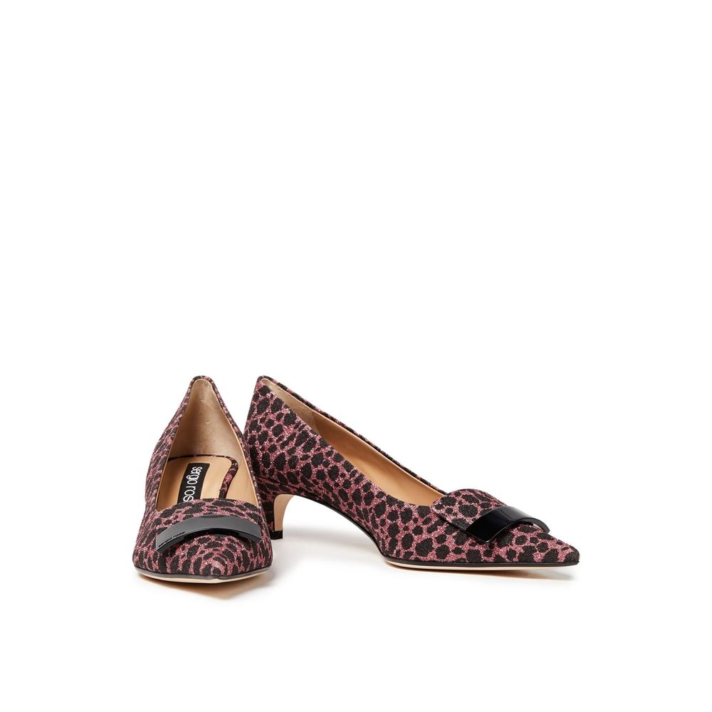 Multicolor Fabric Mid Heel Pumps