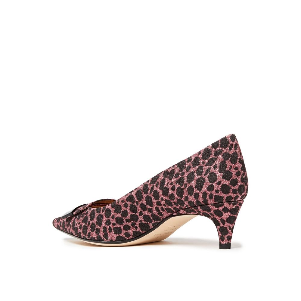 Multicolor Fabric Mid Heel Pumps