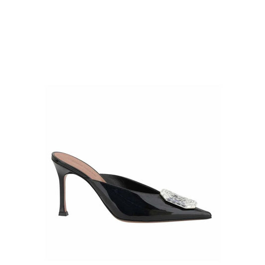 Black Leather Mules