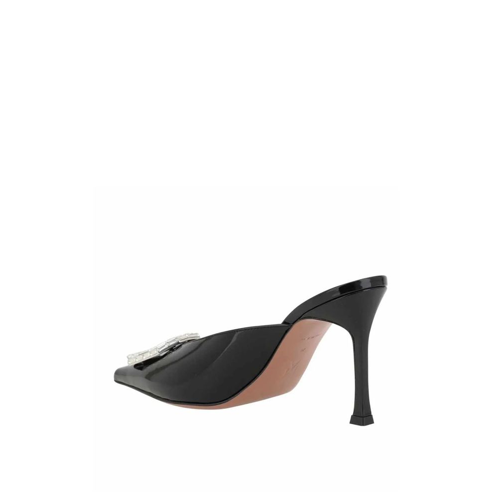 Black Leather Mules