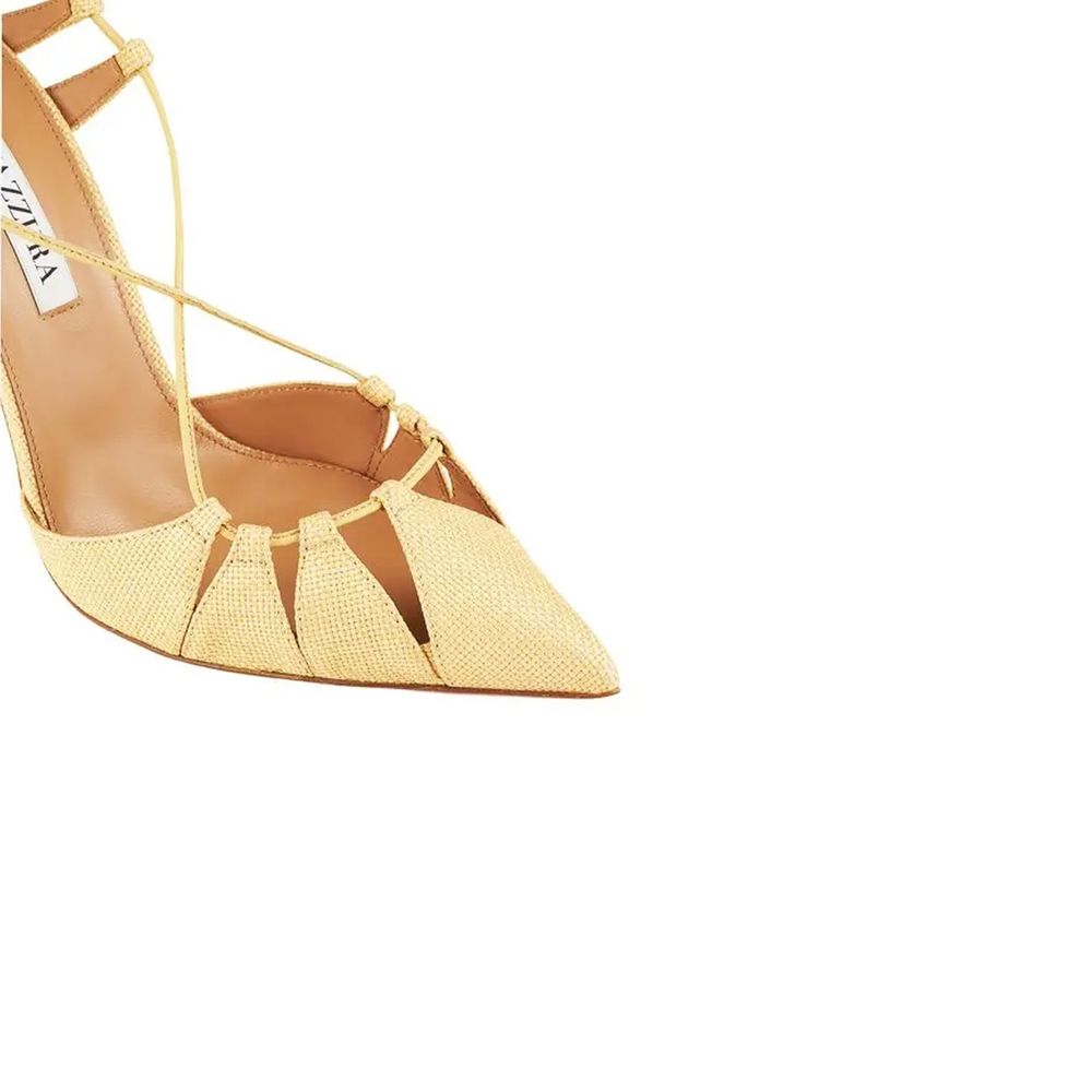 Bicolor Raffia Stiletto Heel Sandals