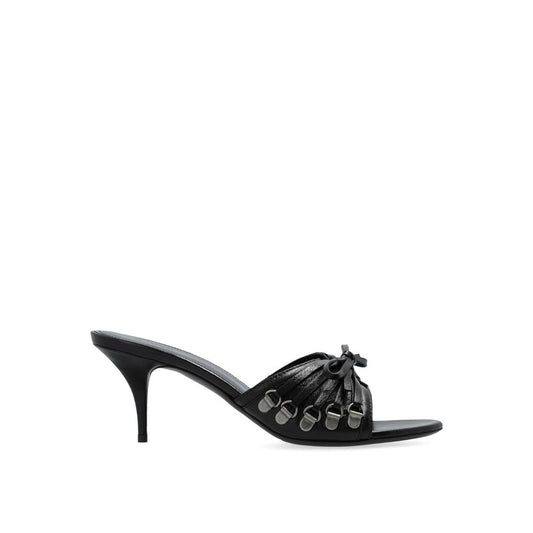 Black Lamb Leather Stiletto Heel Sandals