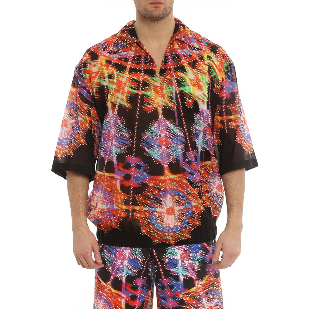 Black Cotton Pattern Shirt
