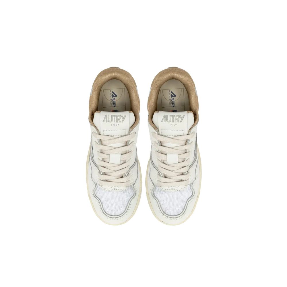 White Leather Low Top Sneakers