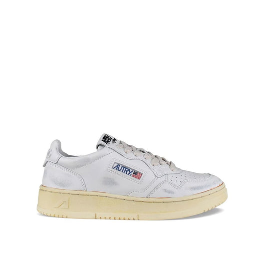 White Leather Low Top Sneakers