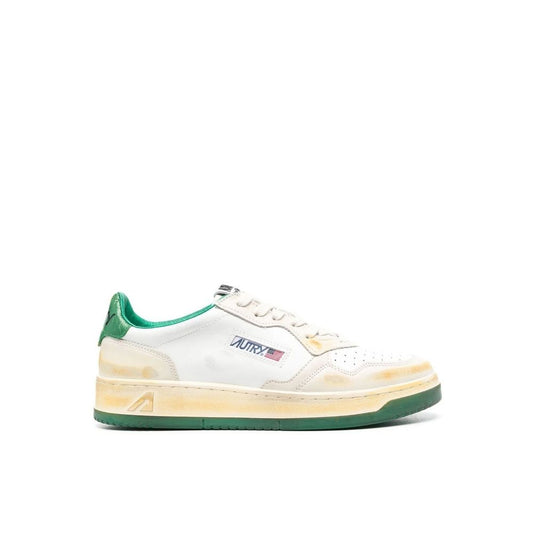 White Leather Low Top Sneakers