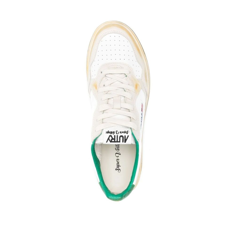 White Leather Low Top Sneakers