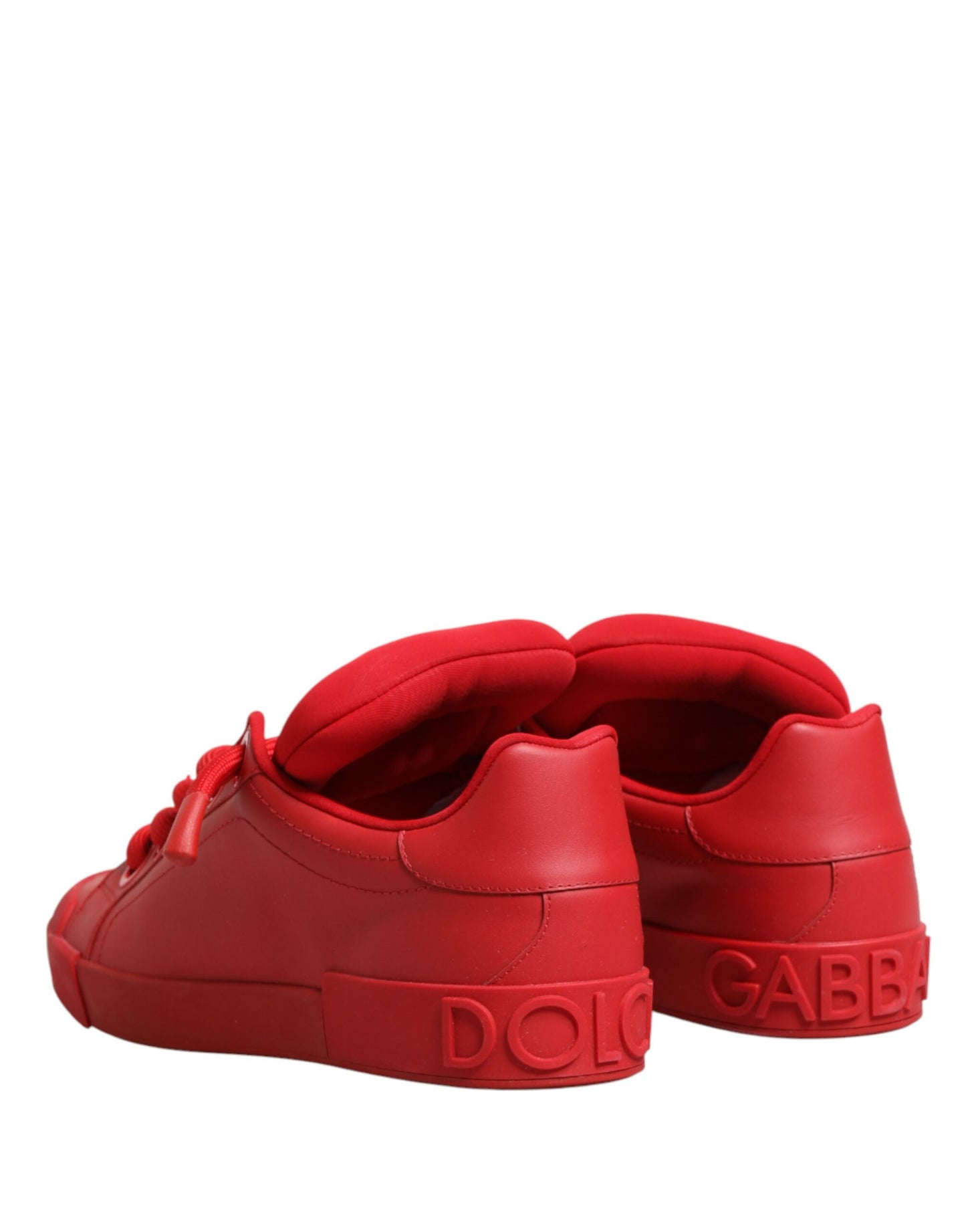 Red Leather Lace Up Low Top Sneakers Shoes