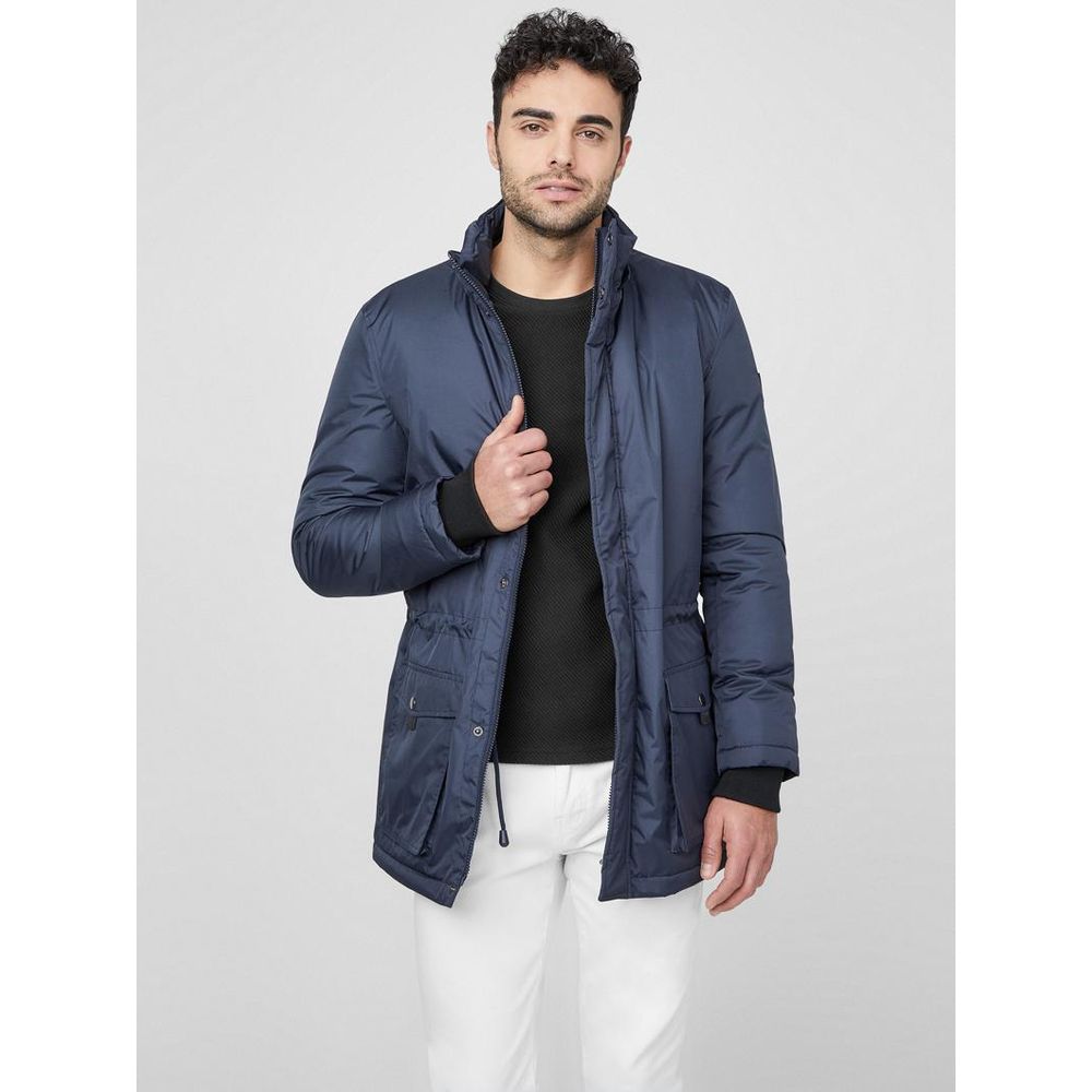 Navy Blue Polyester Parka