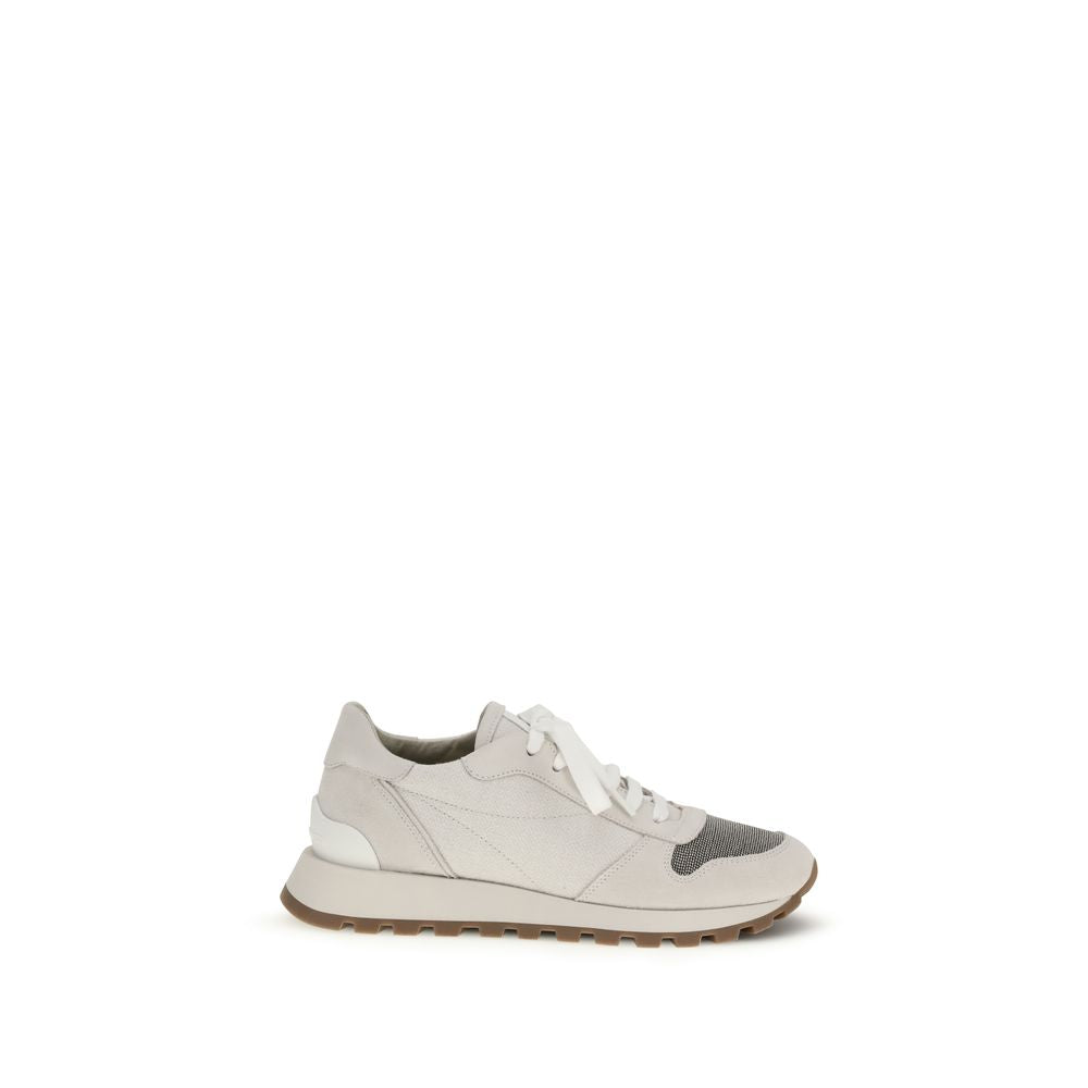 Gray Cotton Athletic Sneakers