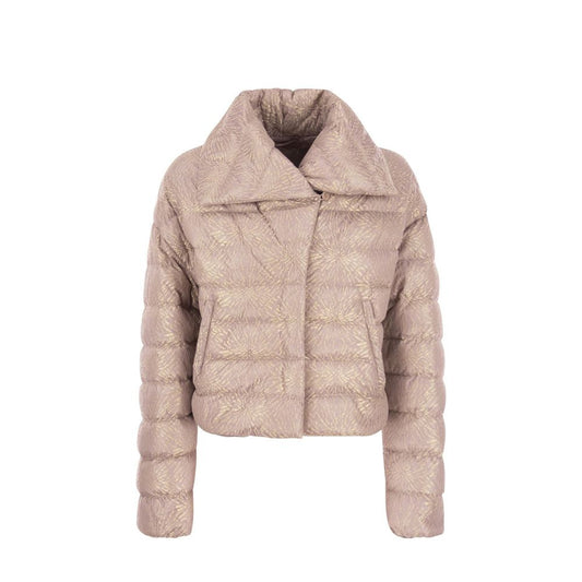 Beige Metallic Fibre Full-Length Jacket