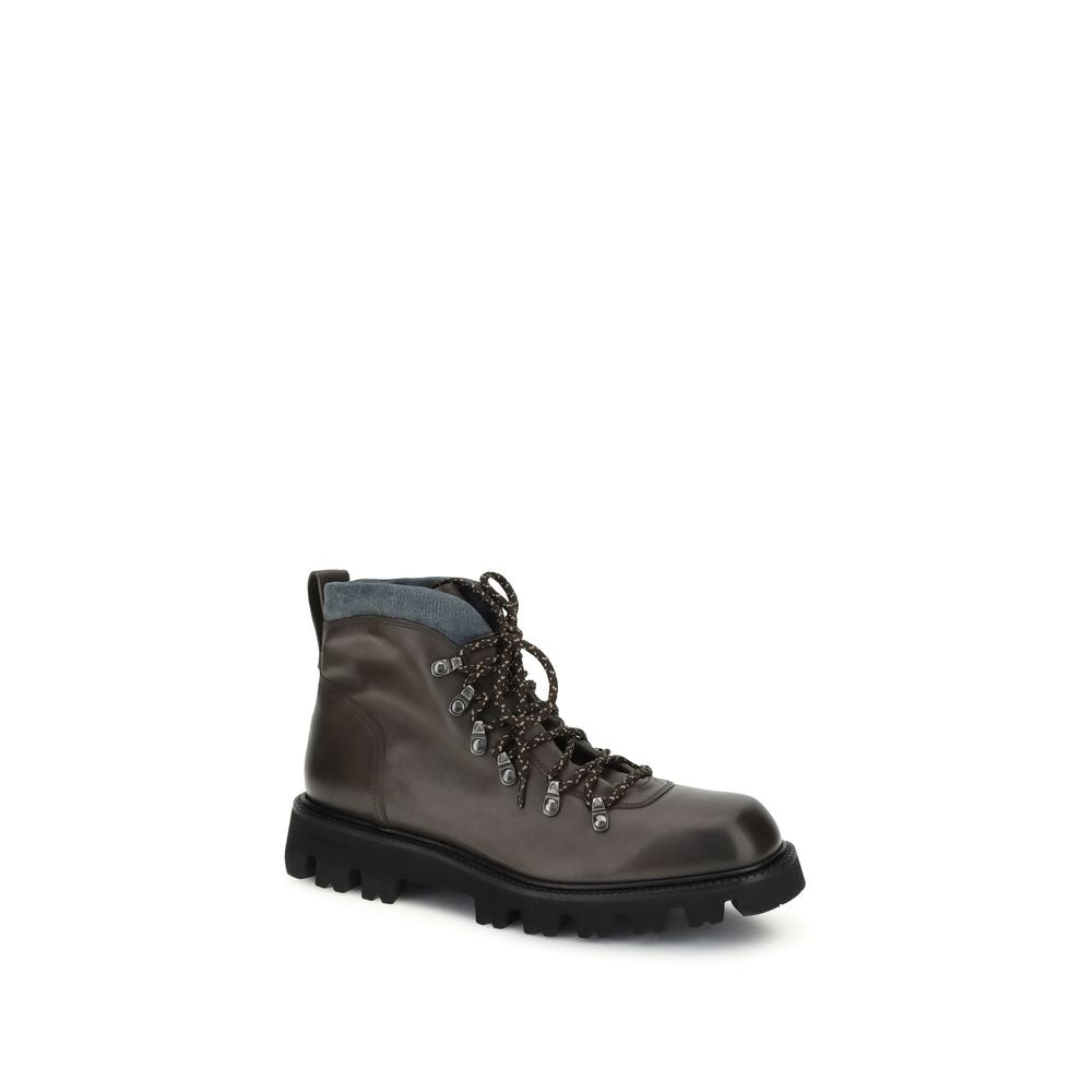 Brown Calf Leather Bos Taurus Lace-Up Boots