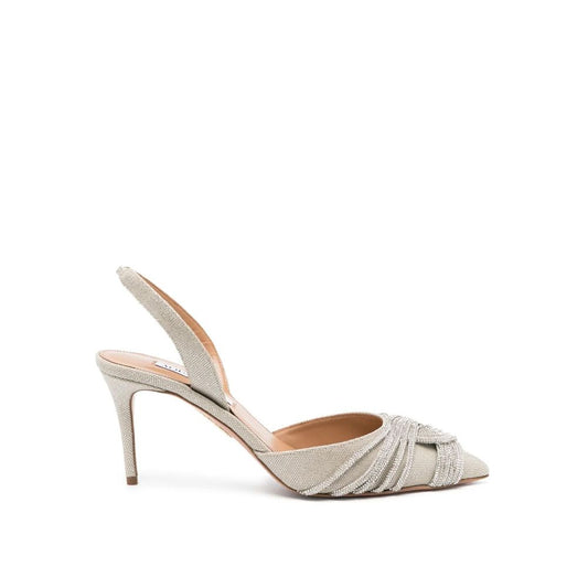 Silver Fabric Pumps
