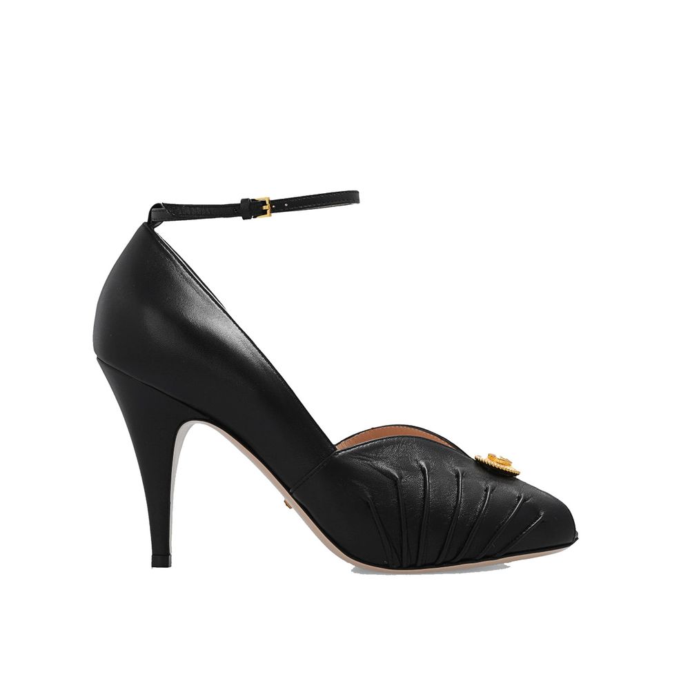 Black Leather High Heel Pumps