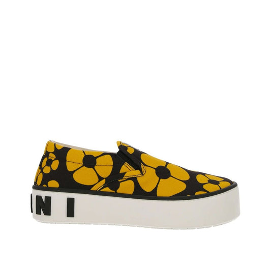 Black Cotton Platform Sneakers