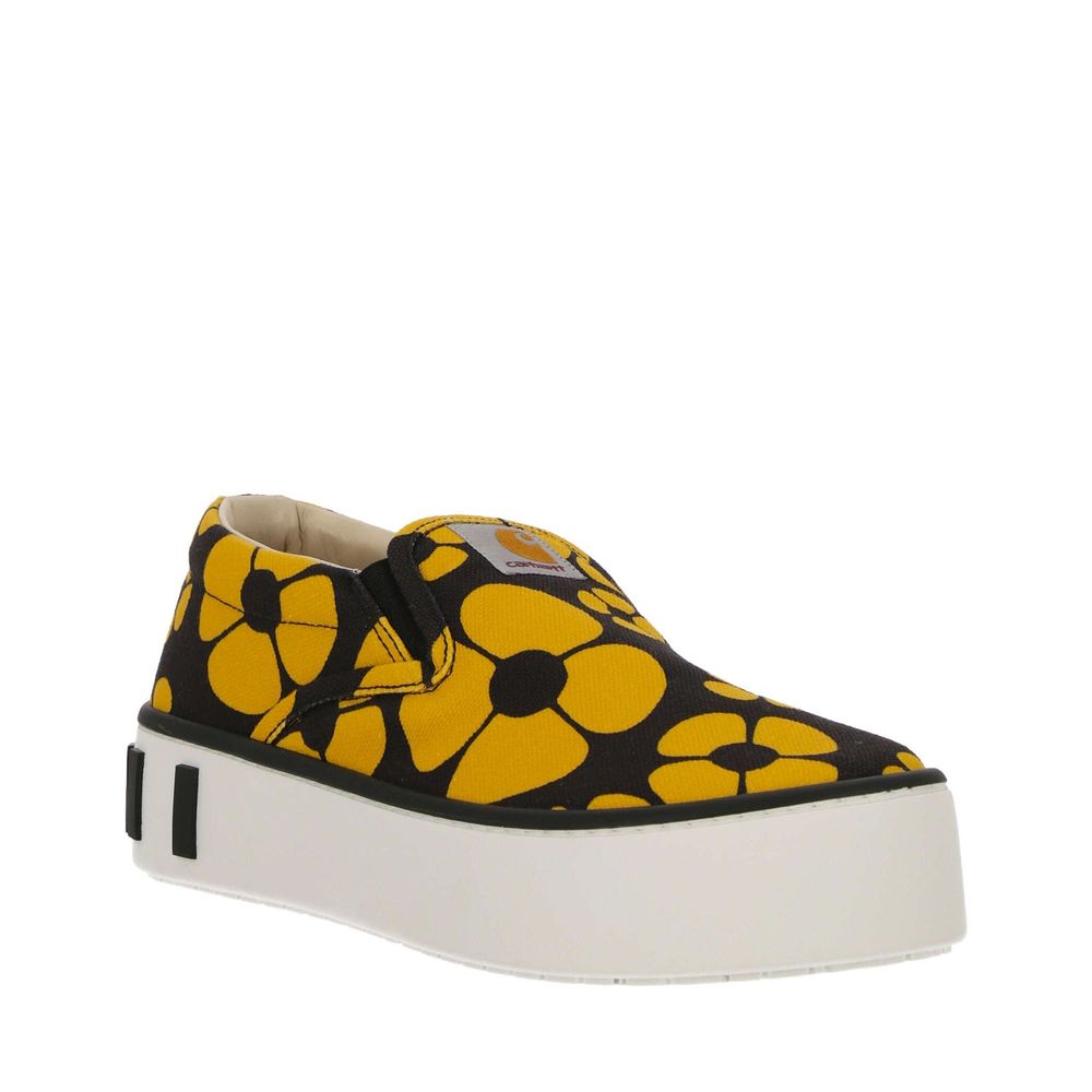 Black Cotton Platform Sneakers