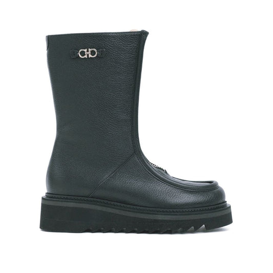Black Calfskin Ankle Boots