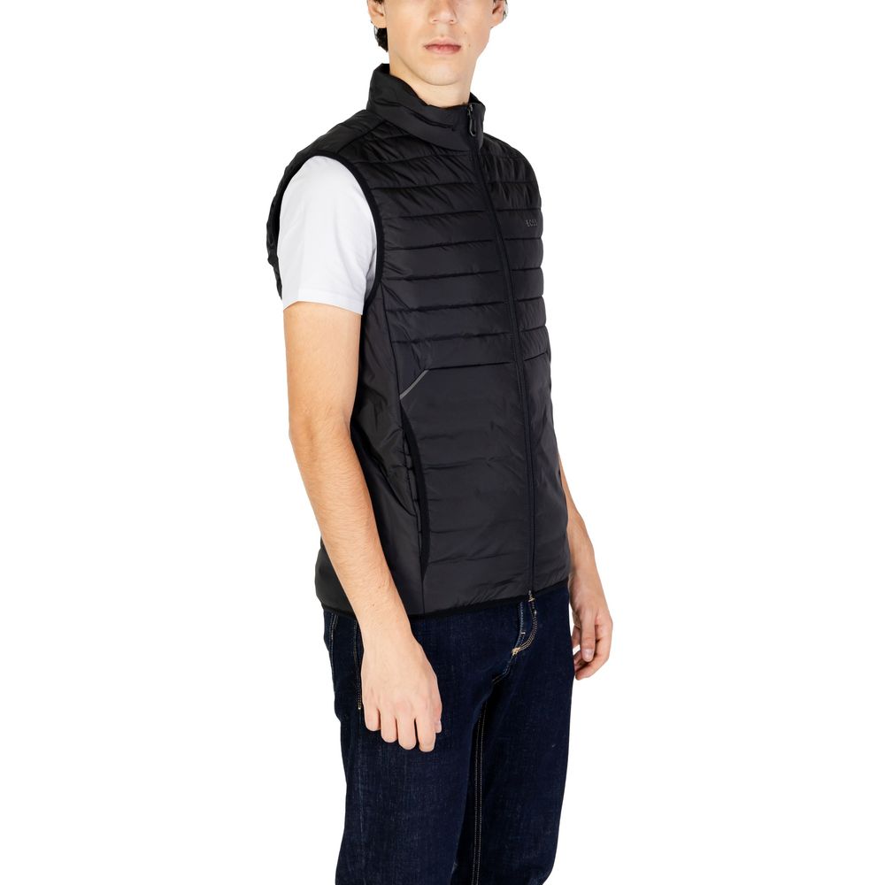 Black Polyester Sleveless Jacket
