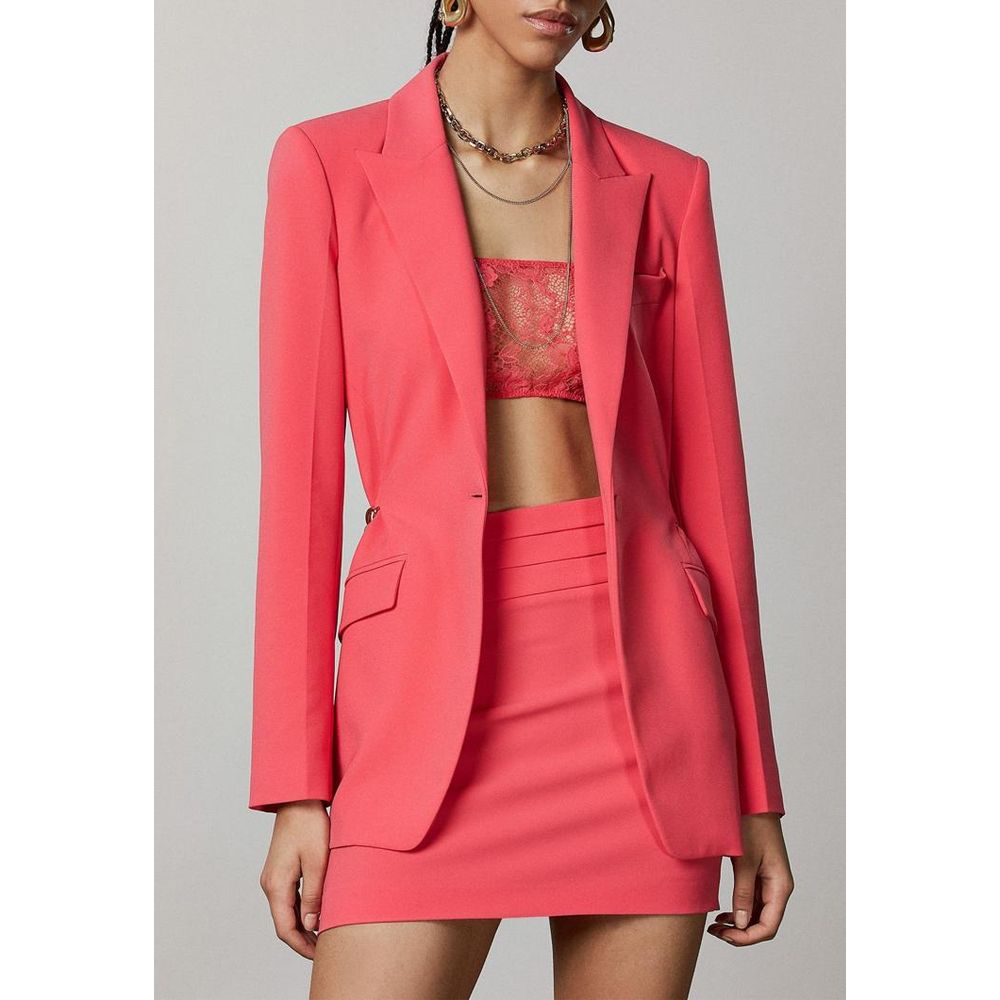 Red Polyester Skirt Suit