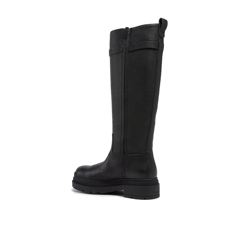 Black Calfskin Over The Knee
