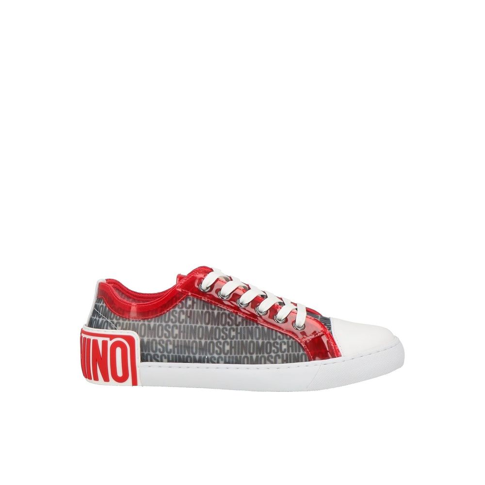 White Polyester Low Top Sneakers