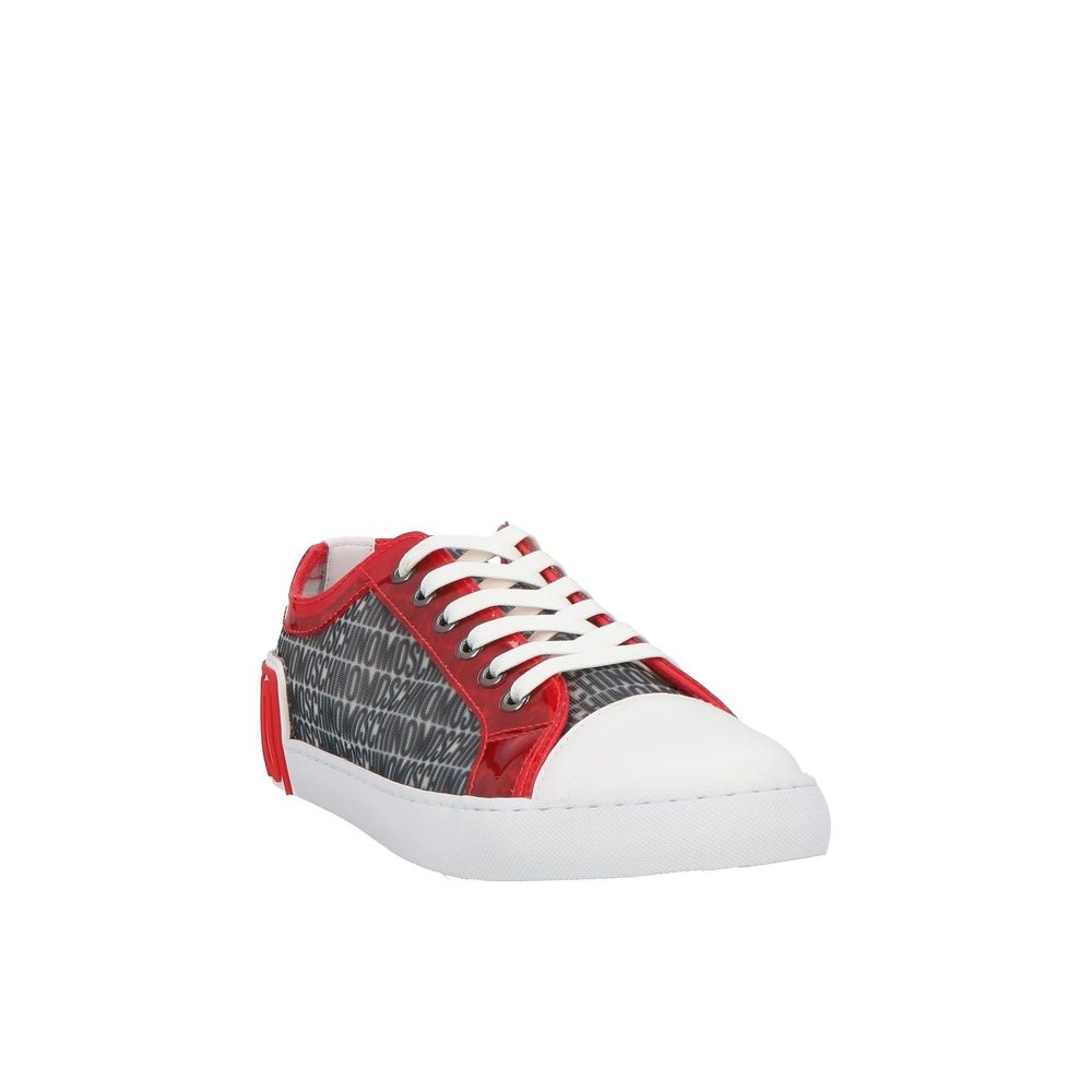 White Polyester Low Top Sneakers