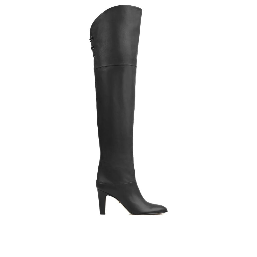 Black Calfskin Over The Knee
