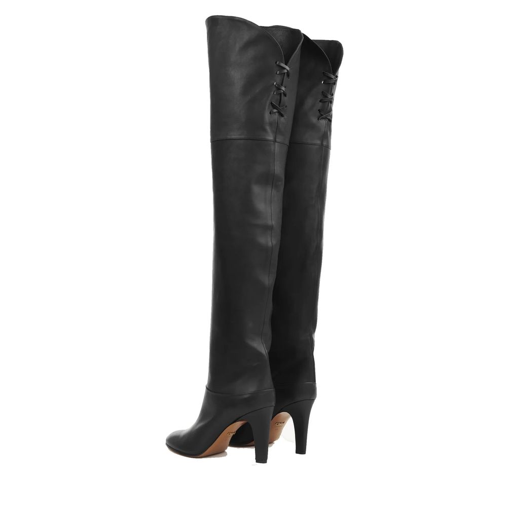 Black Calfskin Over The Knee