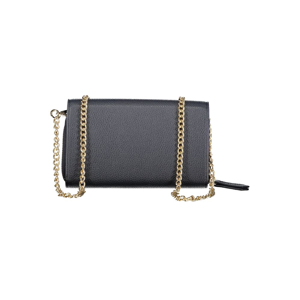 Blue Polyurethane Women Wallet with Chain