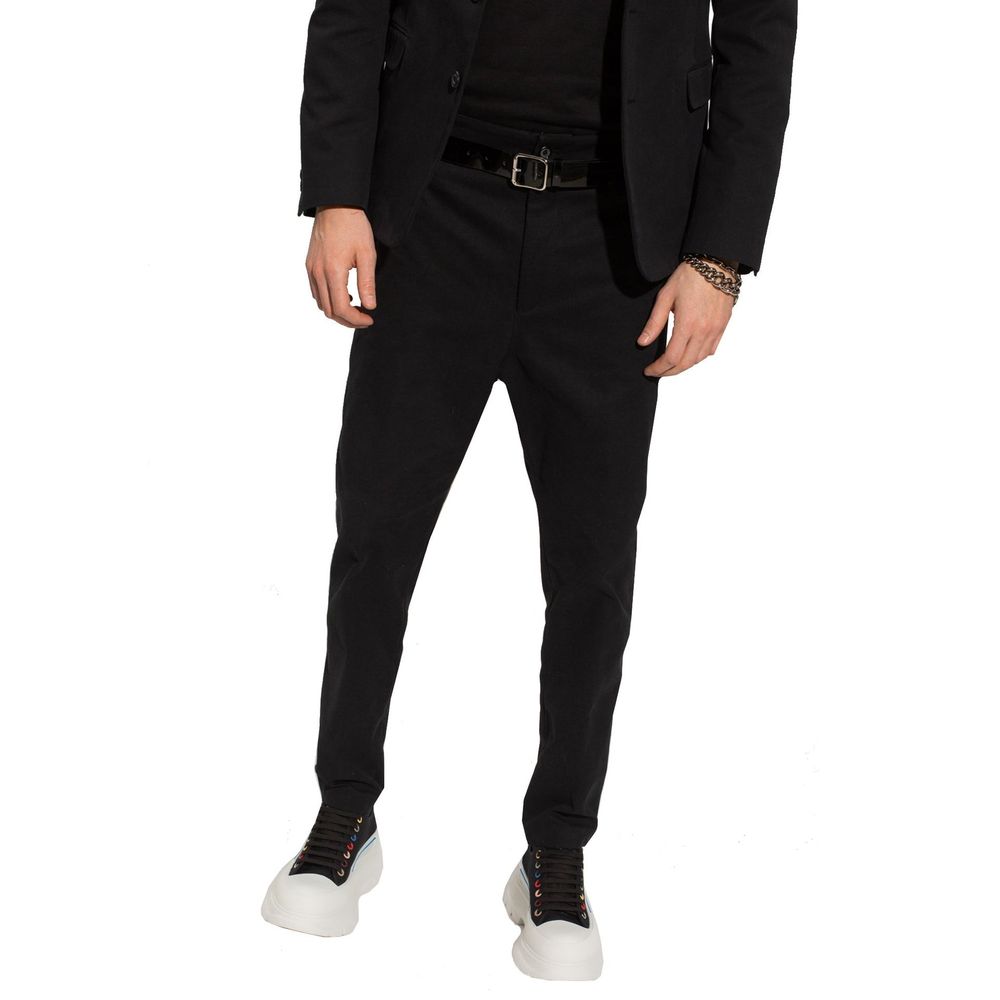 Black Cotton Casual Pants
