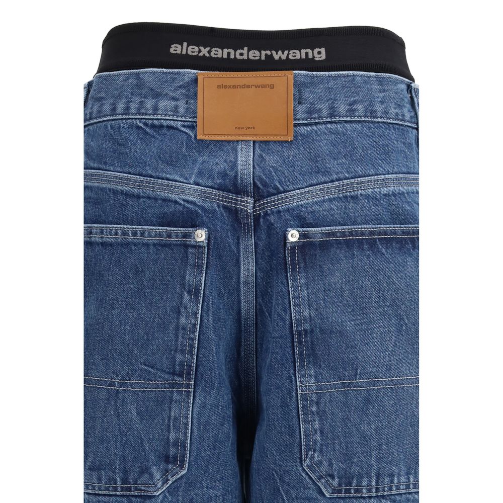 Blue Cotton High-Waisted Jean