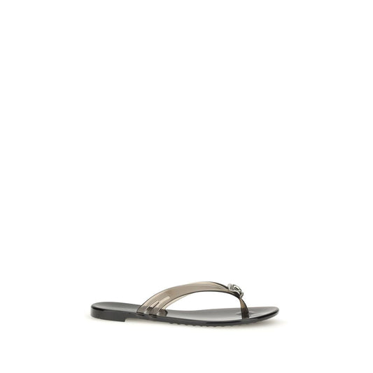 Black Polyurethane Sandals