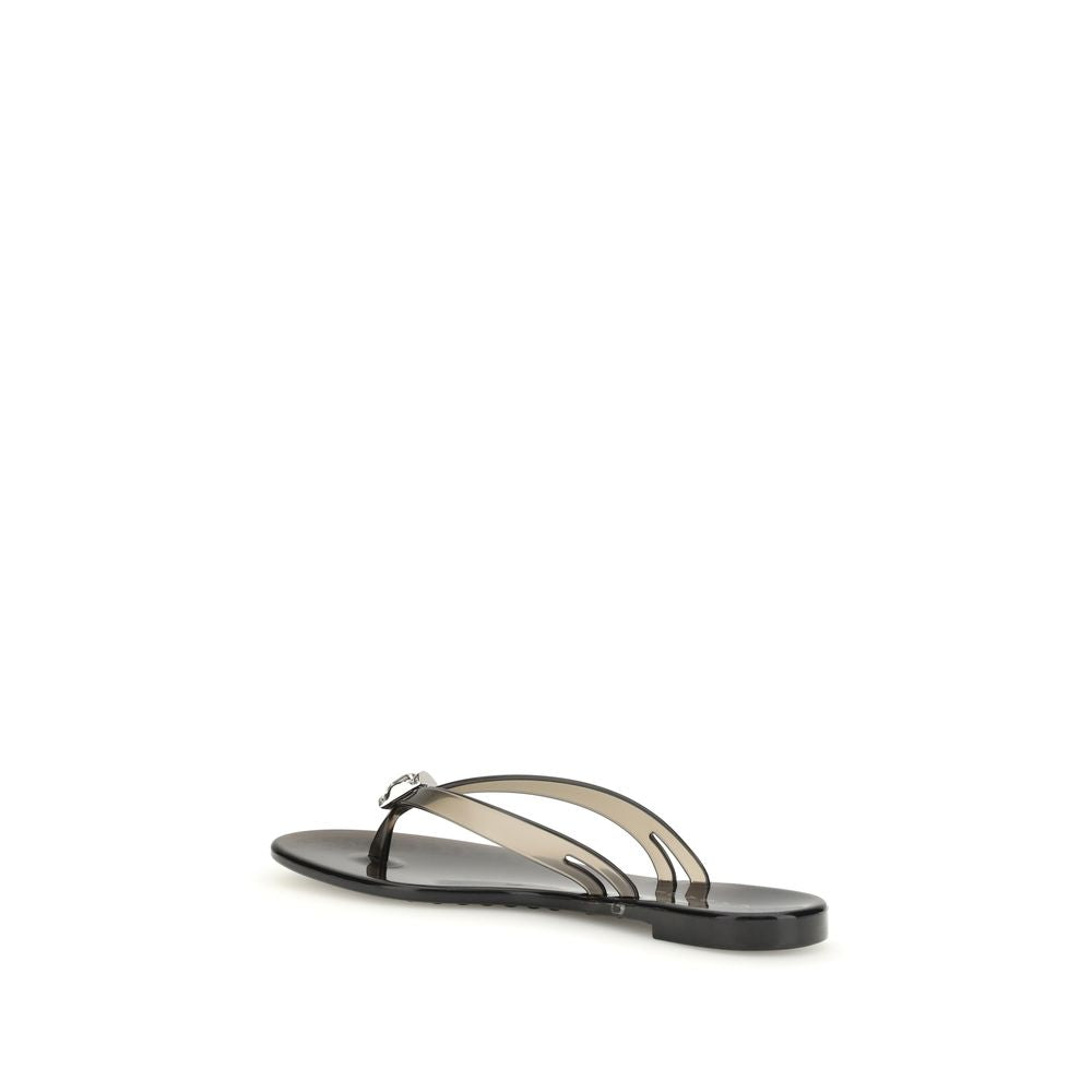 Black Polyurethane Sandals