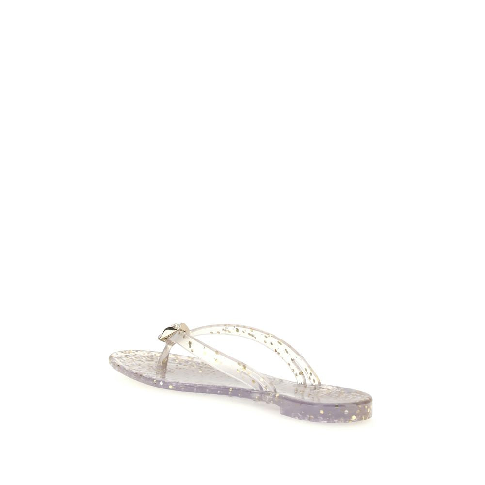 Gold Polyurethane Flat Sandals
