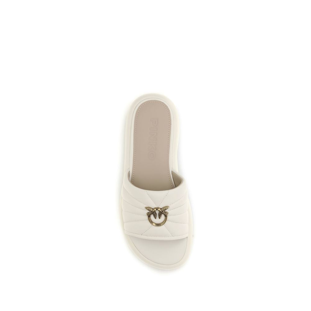 Beige Calf Leather Bos Taurus Flat Sandals