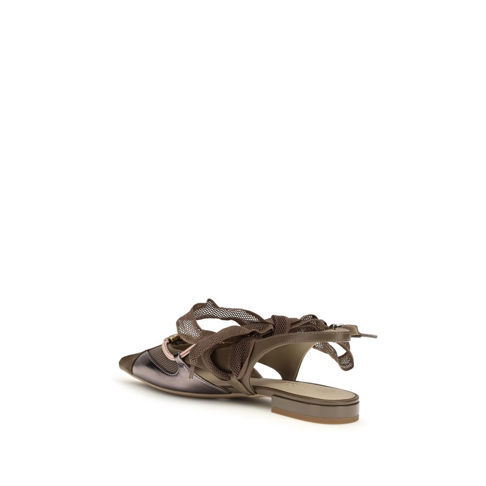 Brown Calf Leather Bos Taurus Ballet Flats