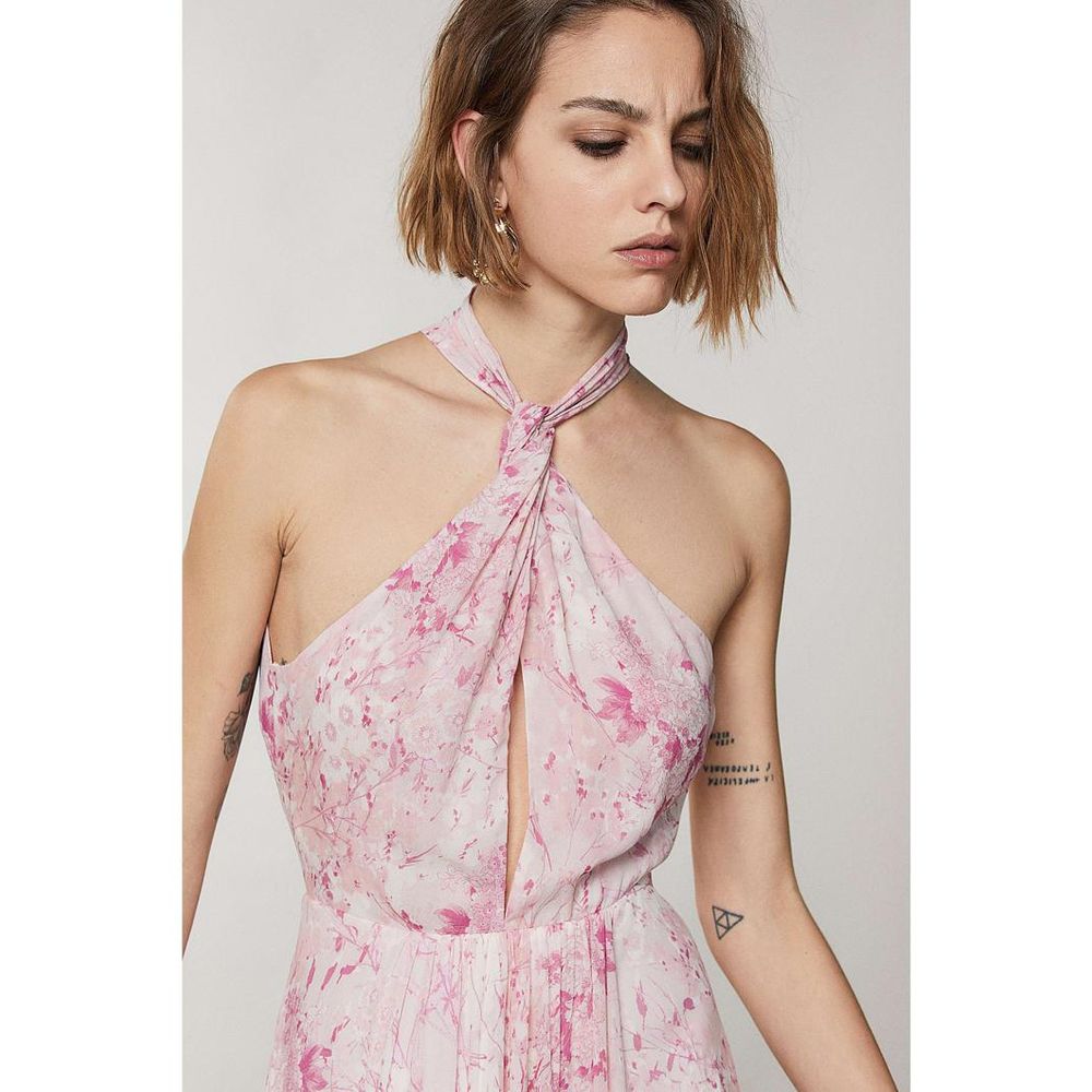 Pink Viscose Casual Dress
