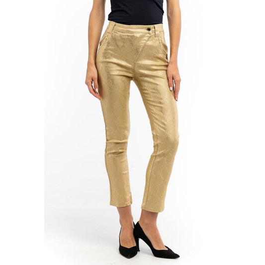 Gold Cotton Casual Pants