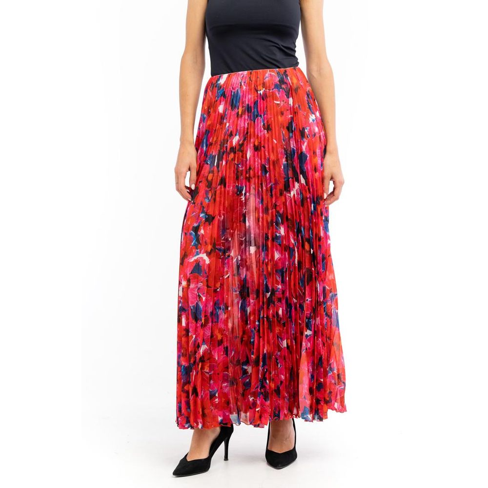 Red Polyester Long Skirt